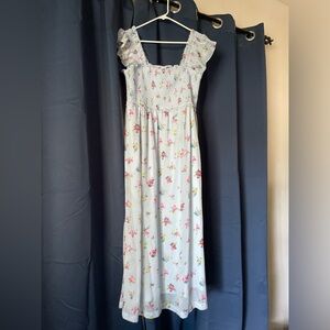 Motherhood Blue Floral Dress with Ruffle Detail